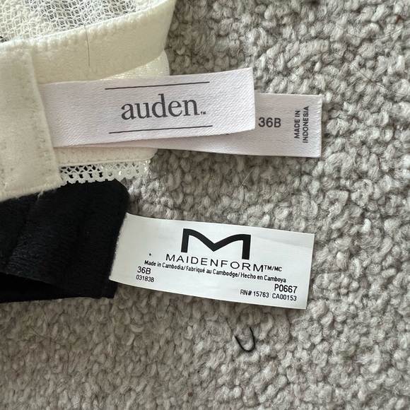 Maidenform Demi Coverage Black Lace bra & Auden Ivory Lace bra ~ Size 36B - Picture 8 of 9